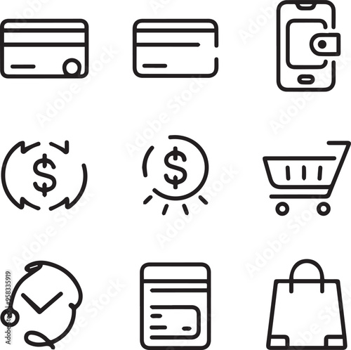 Single line vector icon cashless wallet online payment method, generative AI