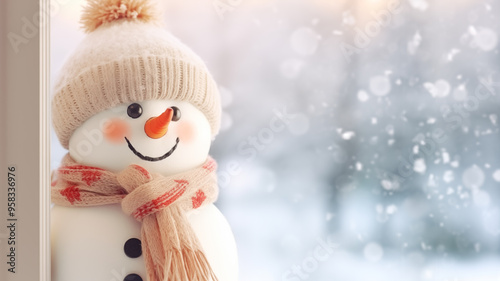 Cheerful snowman greeting card design