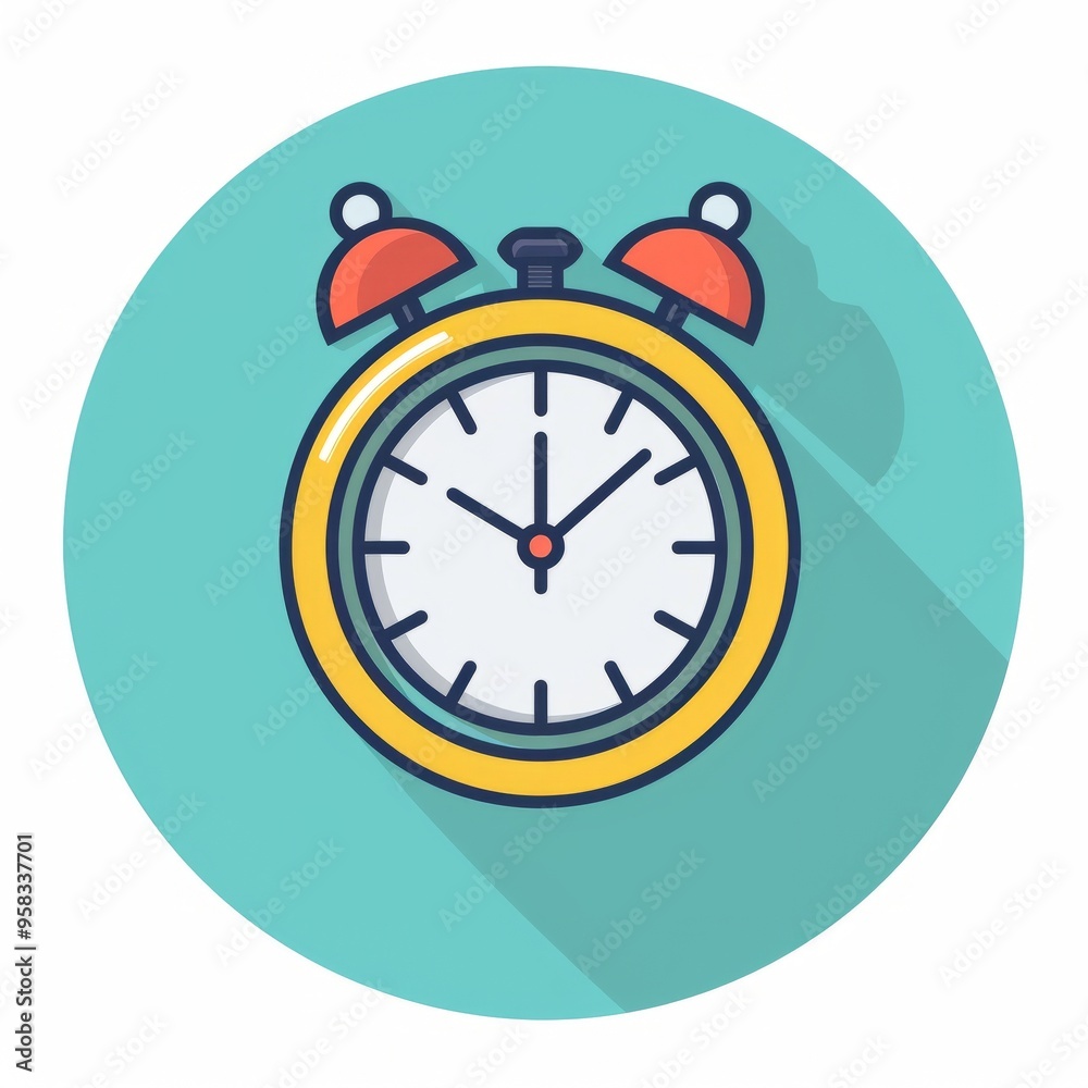 This design showcases a simple history clock icon featuring a vibrant color scheme and thin lines. Ideal for themes related to time tracking and organization This design showcases a simple history clock icon featuring a vibrant color scheme and thin lines. Ideal for themes related to time tracking and organization