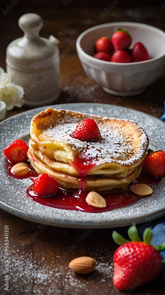 custom made wallpaper toronto digitalFresh delicious dutch baby pancake with powdered sugar, fresh berries and mint for breakfast