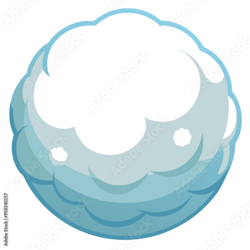 This is a cartoon illustration depicting a snowball against a white background