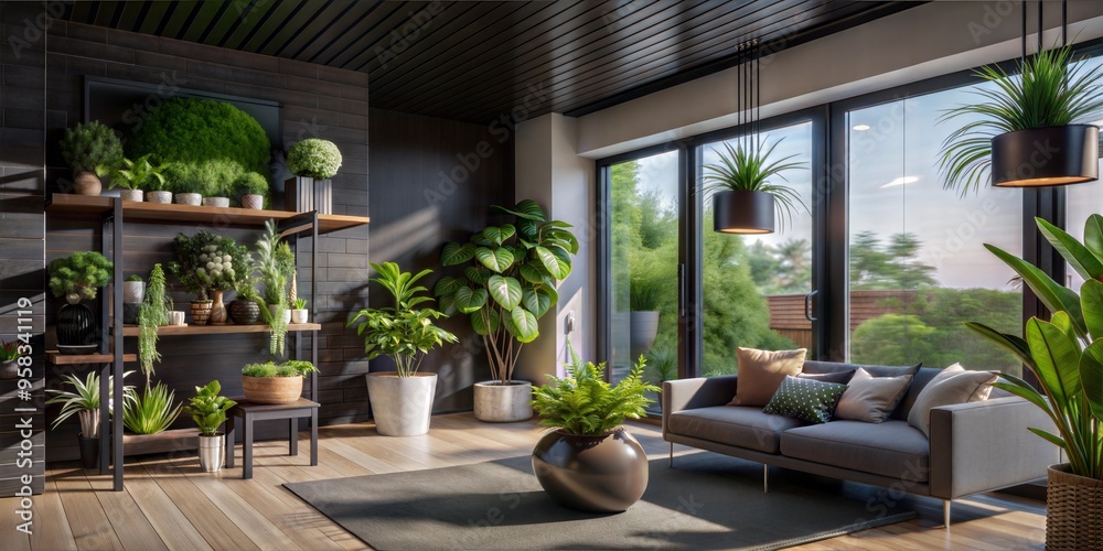 Fototapeta premium beautiful modern house in the garden