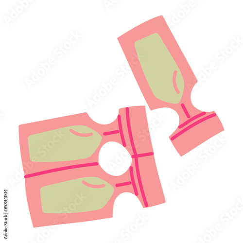 Suppositories for internal action, a flat contour icon in the form of a medicine. Candles in a blister for the treatment of diseases in a pink package. Vector element highlighted on a white background