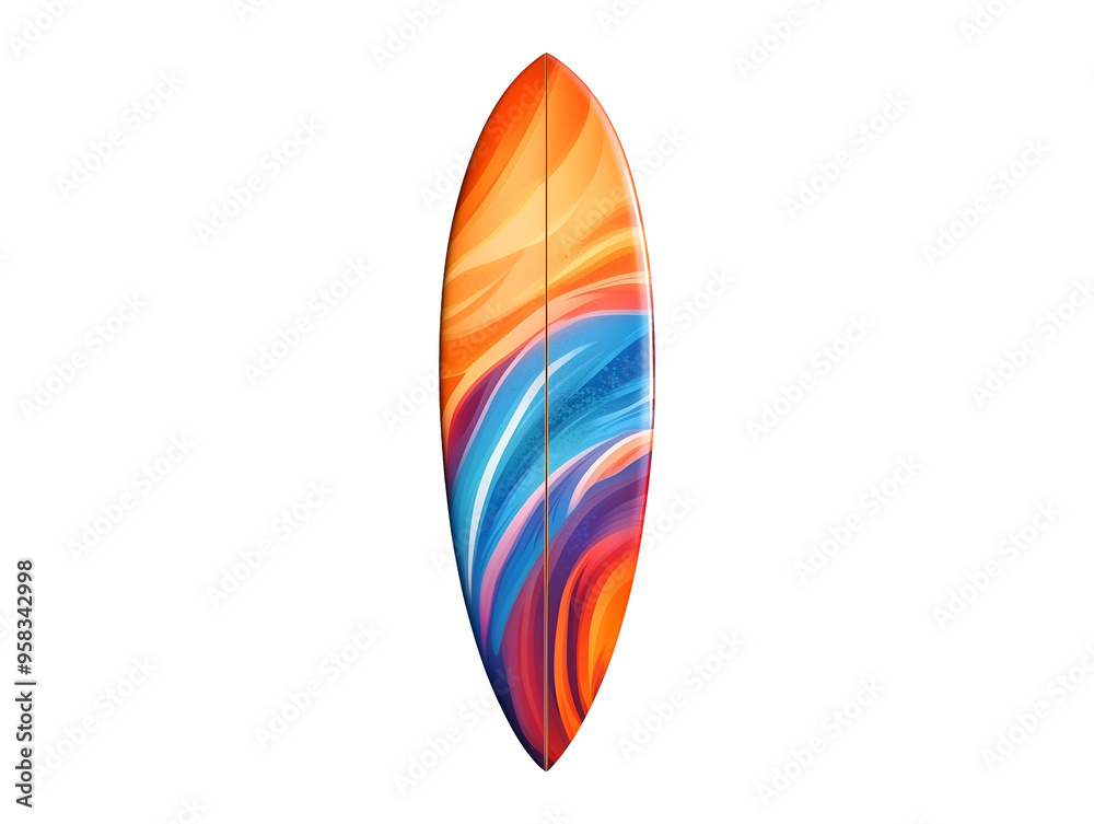 Orange and blue surfboard isolated on transparent or white background Orange and blue surfboard isolated on transparent or white background