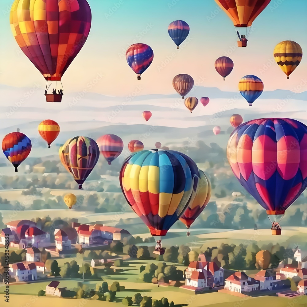 Fototapeta premium Hot air balloon festival background with colorful balloons