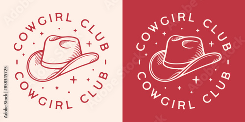 Cowgirl club hat logo round badge sticker shirt country girl aesthetic