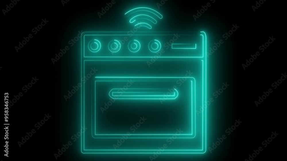 wi -fi Neon glowing package symbol icon on black background animation ,4K Video motion graphic animation. wi -fi Neon glowing package symbol icon on black background animation ,4K Video motion graphic animation.