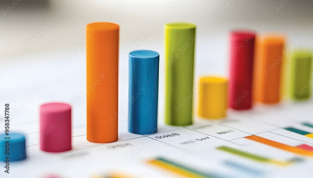 Colorful Cylinders Representing Data on a Graph Colorful Cylinders Representing Data on a Graph