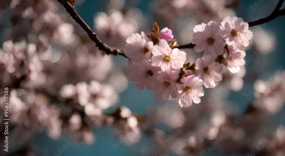 Cherry blossoms flowers blooming on a black background rotation of the subject video 4k animation Cherry blossoms flowers blooming on a black background rotation of the subject video 4k animation