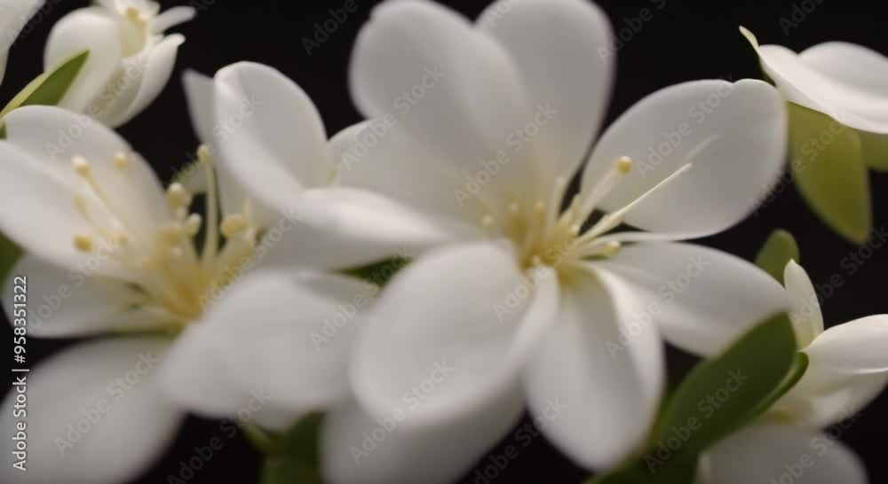 Slow motion of white Jasmine flower blooming on black background Wedding backdrop Valentines Day concept Blossom flower closeup video timelapse time lapse super macro 4k animation Slow motion of white Jasmine flower blooming on black background Wedding backdrop Valentines Day concept Blossom flower closeup video timelapse time lapse super macro 4k animation