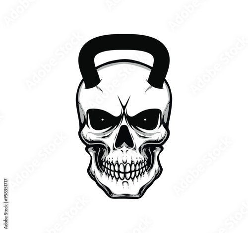 Skull Shaped Kettlebell: Vector Design Element for Posters, T-Shirts, Cards, and Banners