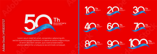 anniversary logotype set. vector design white color number can be use for special moment