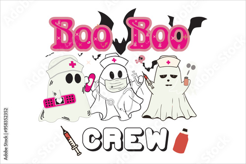 Boo Crew T-shirt design Awareness Pink Halloween, T-shirt Design