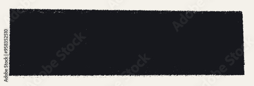 Black rectangle with grunge torn edges. Rough style frame silhouette. Ripped border square vector on light background. Ideal for stickers, banners, and collages.