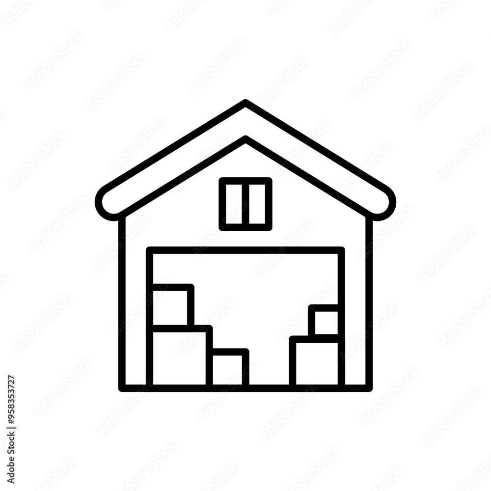 Warehouse outline icons, minimalist vector illustration ,simple transparent graphic element .Isolated on white background Warehouse outline icons, minimalist vector illustration ,simple transparent graphic element .Isolated on white background