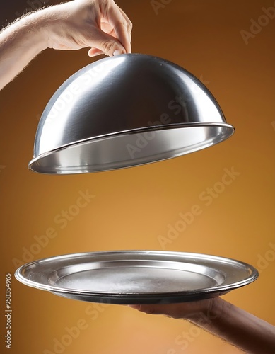 Close up of empty silver plate