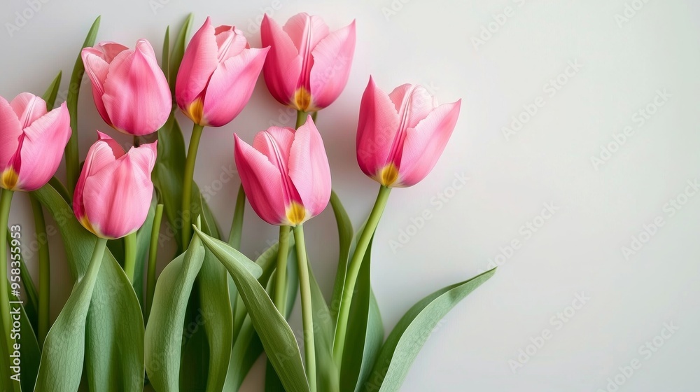 A Beautiful Arrangement of Pink Tulips in Soft Light A Beautiful Arrangement of Pink Tulips in Soft Light