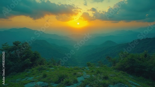 Golden Sunset Over Majestic Mountains