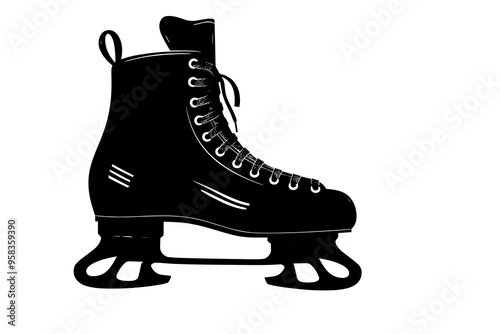 Holiday Ice Skate silhouette vector illustration