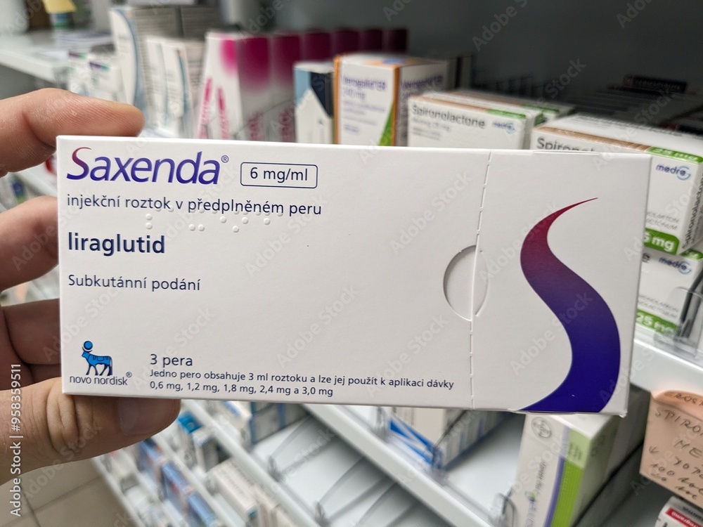 Prague,Czech republic-September 4 2024: SAXENDA Box of medication ...