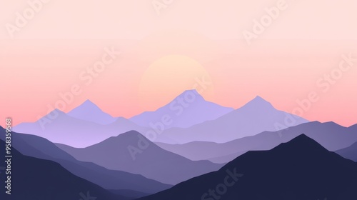 Silhouetted Mountain Range at Sunset