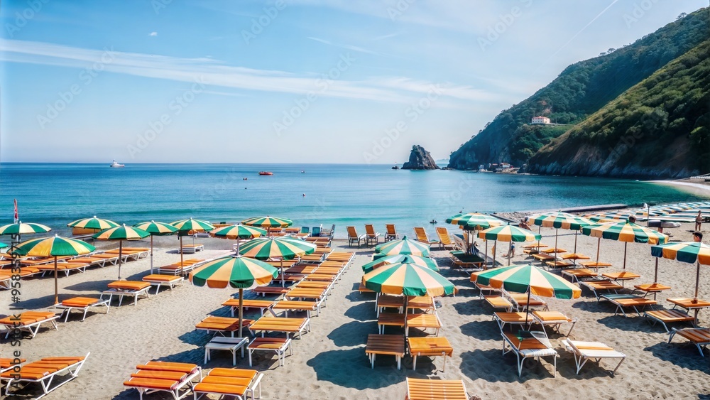 Obraz premium italy liguria monterosso al mare rows of deck