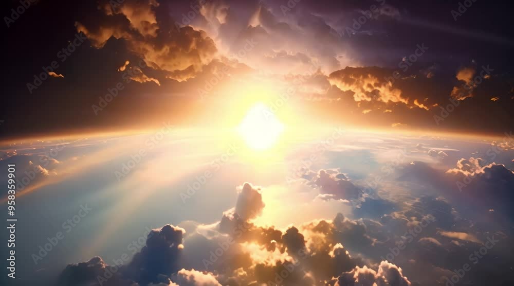 cinematic sunrise in the outer space