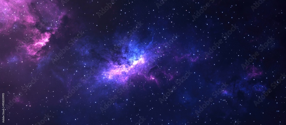 3D cartoon depiction of stars and a nebula in an abstract night sky background 3D cartoon depiction of stars and a nebula in an abstract night sky background
