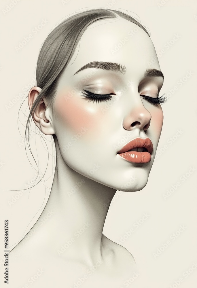 Calm and Serene: Minimalist Line Art Face for Mental Health Awareness Calm and Serene: Minimalist Line Art Face for Mental Health Awareness