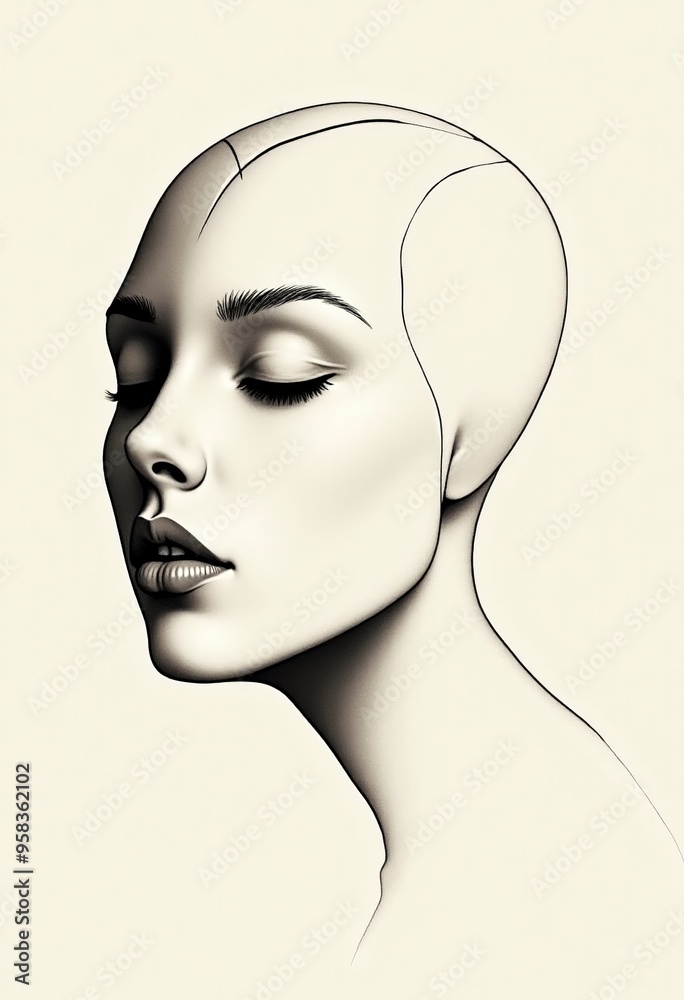 Minimalist Abstract Face: Calm and Peaceful Digital Art Print Minimalist Abstract Face: Calm and Peaceful Digital Art Print