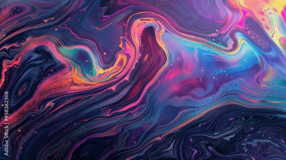 Iridescent Marble Wave. Abstract Liquid Texture in Vibrant Colors Iridescent Marble Wave. Abstract Liquid Texture in Vibrant Colors