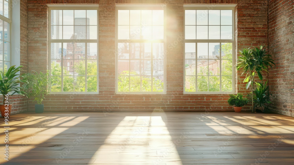 Repurposed industrial loft with exposed brick and pipes in a warm, inviting shot with rich textures and soft, natural lighting Repurposed industrial loft with exposed brick and pipes in a warm, inviting shot with rich textures and soft, natural lighting
