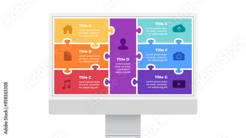 puzzle infographic can be used for presentation, workflow layout, diagram, annual report, web design.