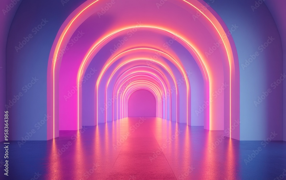 Abstract architectural background featuring an arched interior in 3D render Abstract architectural background featuring an arched interior in 3D render
