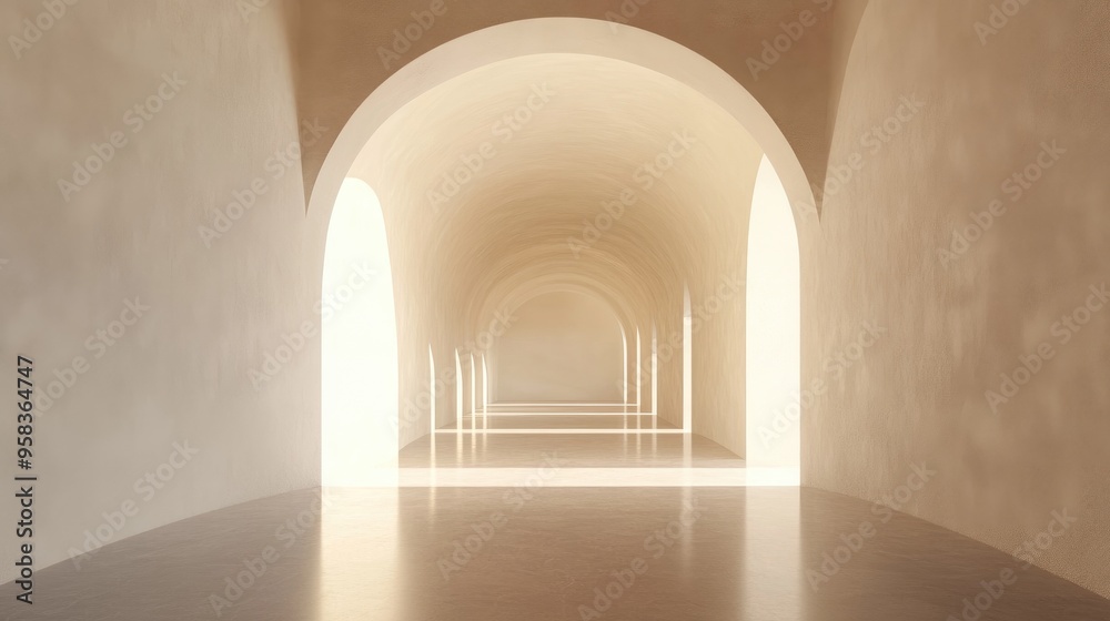 Empty arched passage in a 3D render showcasing architectural interior Empty arched passage in a 3D render showcasing architectural interior