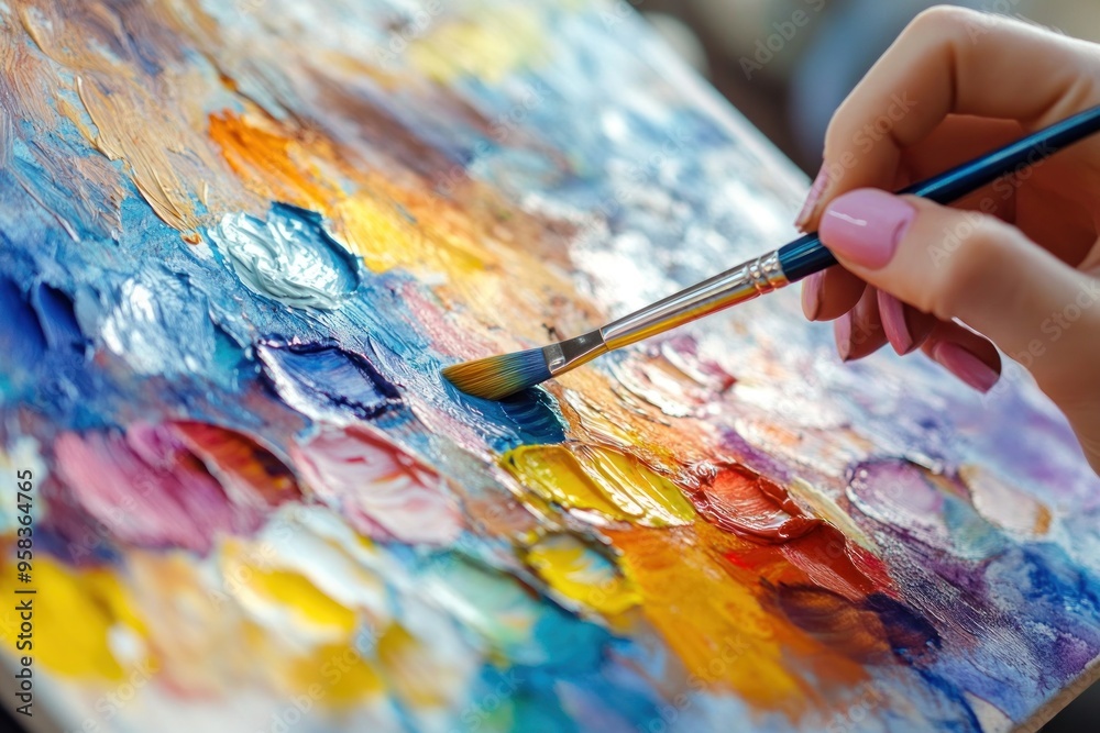 Artist Mixing Colors on a Palette Artist Mixing Colors on a Palette