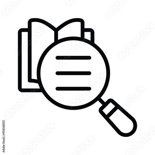 Book with magnifier glass, content search vector design