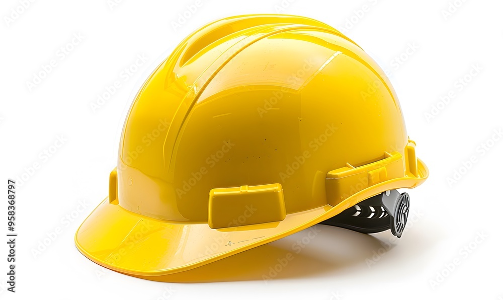 Fototapeta premium Yellow safety helmet isolated on white background.