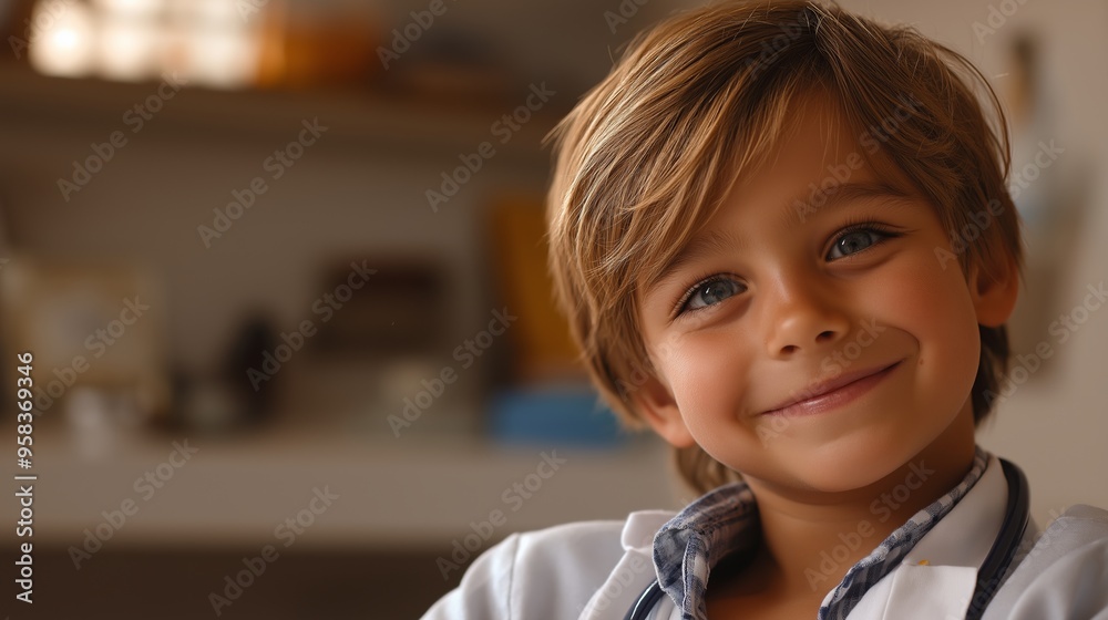 A young patient smiling at a doctor's appointment in a friendly and welcoming medical office A young patient smiling at a doctor's appointment in a friendly and welcoming medical office