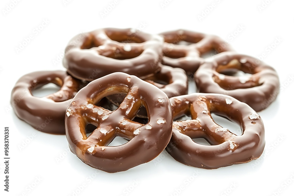 Close-up of Chocolate Covered Pretzels with Salt. Close-up of Chocolate Covered Pretzels with Salt.