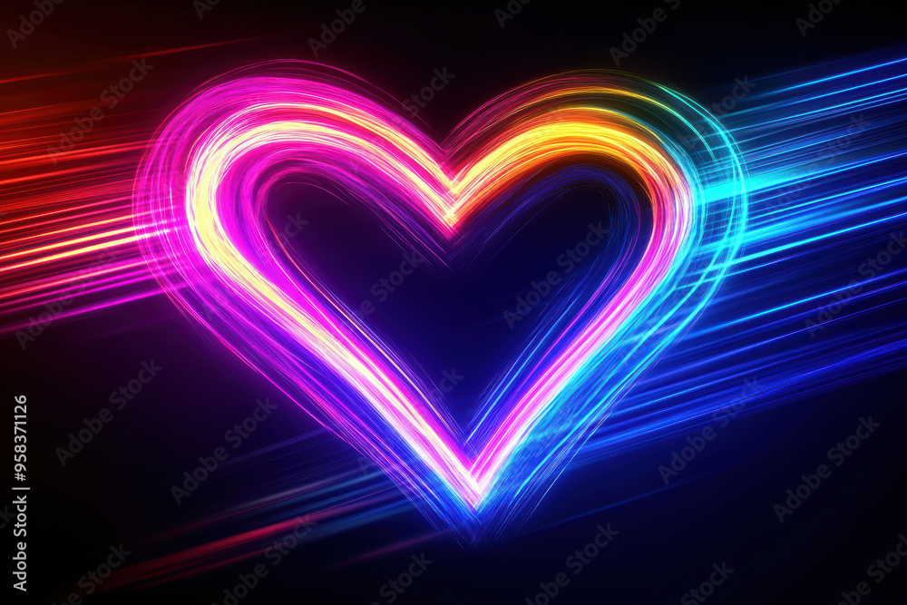 Neon heart with high-speed motion blur Neon heart with high-speed motion blur