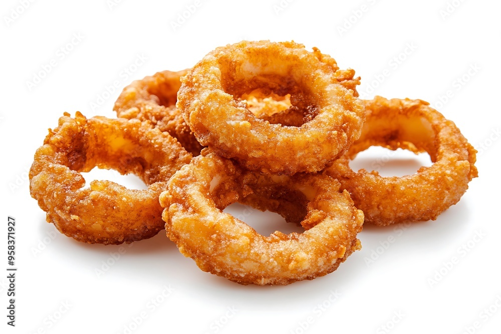 Crispy Fried Onion Rings Isolated on White Background. Crispy Fried Onion Rings Isolated on White Background.