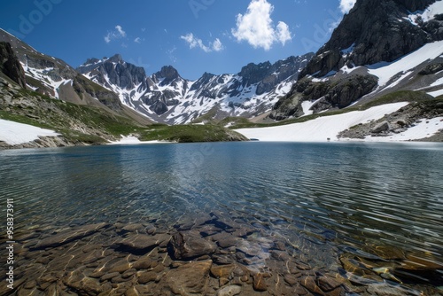 Lac de Roselend - Mountain Lake Landscape in France showcasing Nature's Havens photo