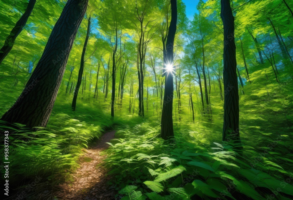 mesmerizing forest views featuring vibrant leaf designs lush greenery under bright blue sky, trees, foliage, landscape, plants, sunlight, colors, nature mesmerizing forest views featuring vibrant leaf designs lush greenery under bright blue sky, trees, foliage, landscape, plants, sunlight, colors, nature