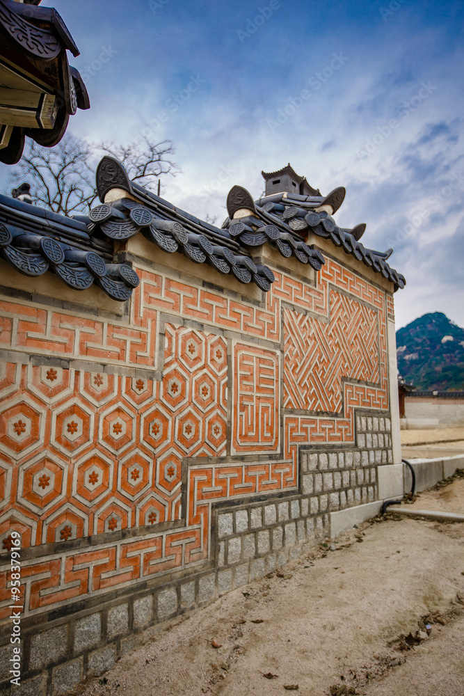 Gyeongbokgung Palace is the palace of Joseon Dynasty. Palace walls. South Korea. Seoul . Architecture of Korea