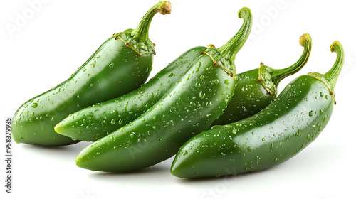 jalapeno peppers isolated on white background. Green chili pepper photo