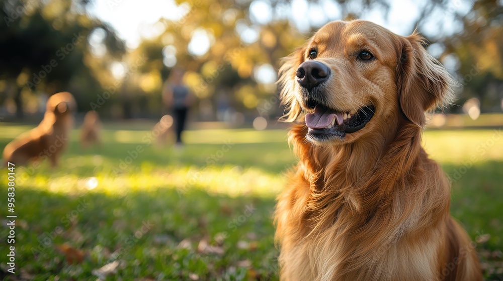 Golden Retriever Dog in the Park. Golden Retriever Dog in the Park.