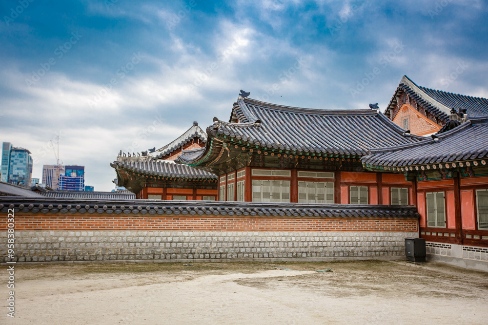 Gyeongbokgung Palace is the palace of Joseon Dynasty. South Korea. Seoul . Architecture of Korea