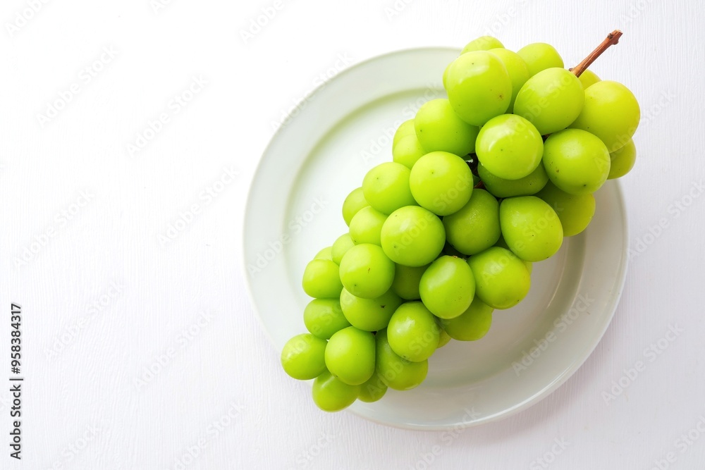 SHINE MUSCAT GRAPE fruit , green grapes on white background SHINE MUSCAT GRAPE fruit , green grapes on white background