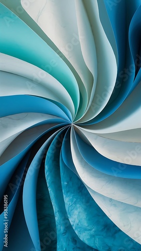 Top view of curved blue paper background